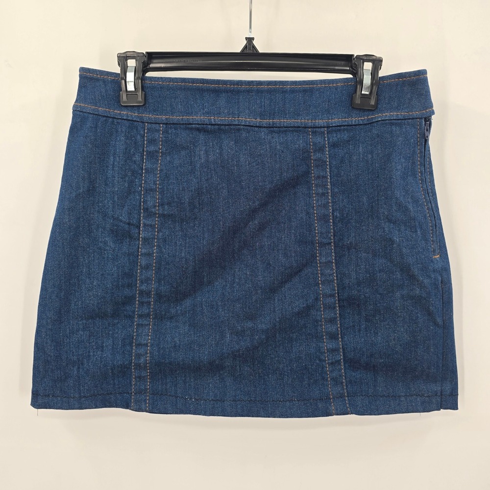 Ann Taylor LOFT Denim Mini Skirt Dark Wash Side Zip Size 29 A-Line Casual Womens